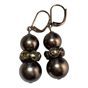 Givenchy Elegant Bronze Faux Pearl Drop Earrings